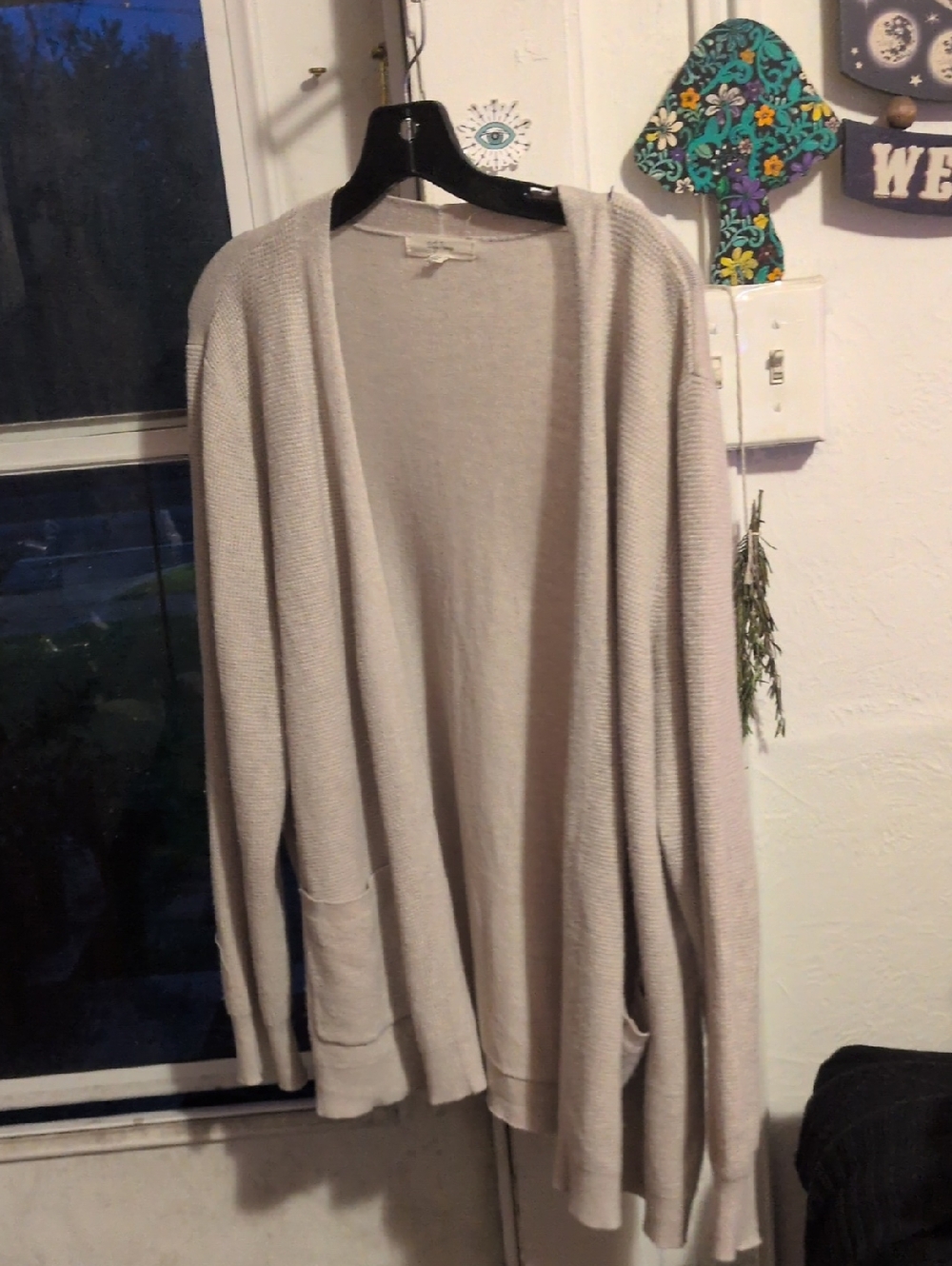 Light Beige Open-Front Women's Cardigan Sweater